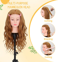 Demides mannequin head with clamp stand for secure, stable practice sessions