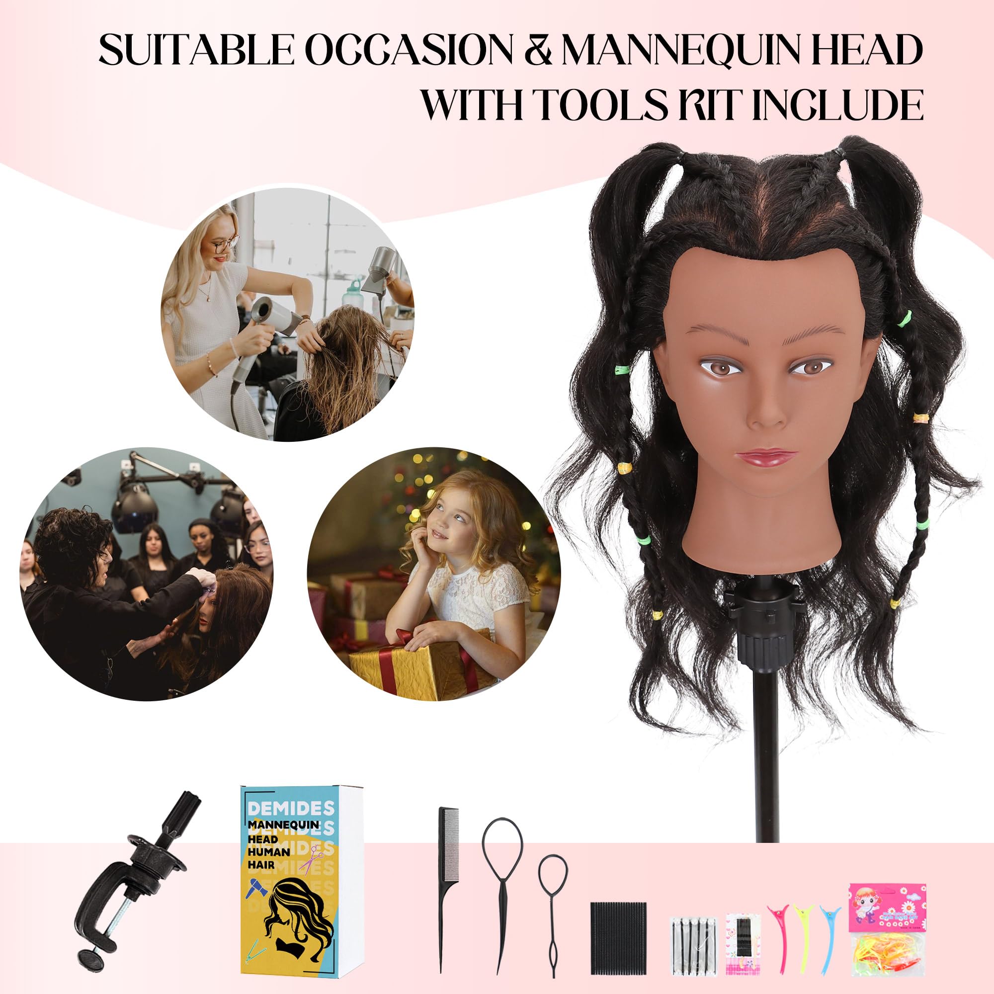 Demides mannequin head packaging color box reveals ready-to-use training kit