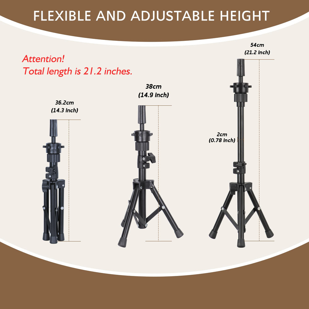 Demides wig stand tripod adjustable height for different training needs