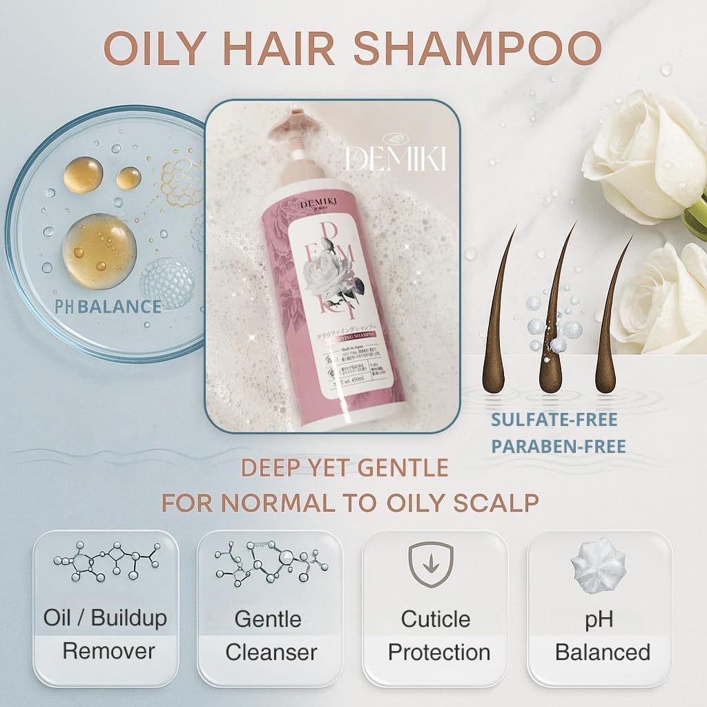 DEMIKI dandruff-care formula with cranberry extract for scalp balance and residue reduction.