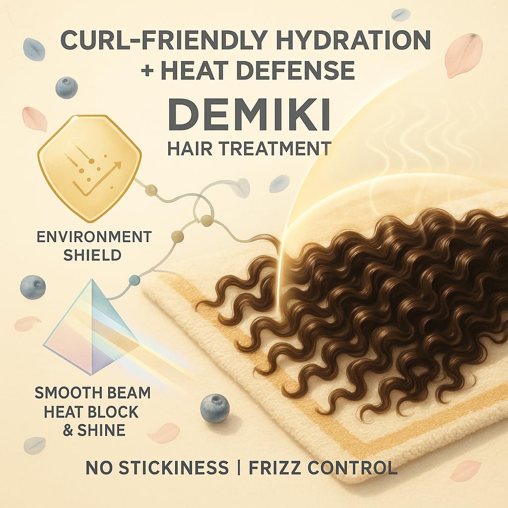 DEMIKI Hair Oil curls definition enhances bounce without stickiness during styling