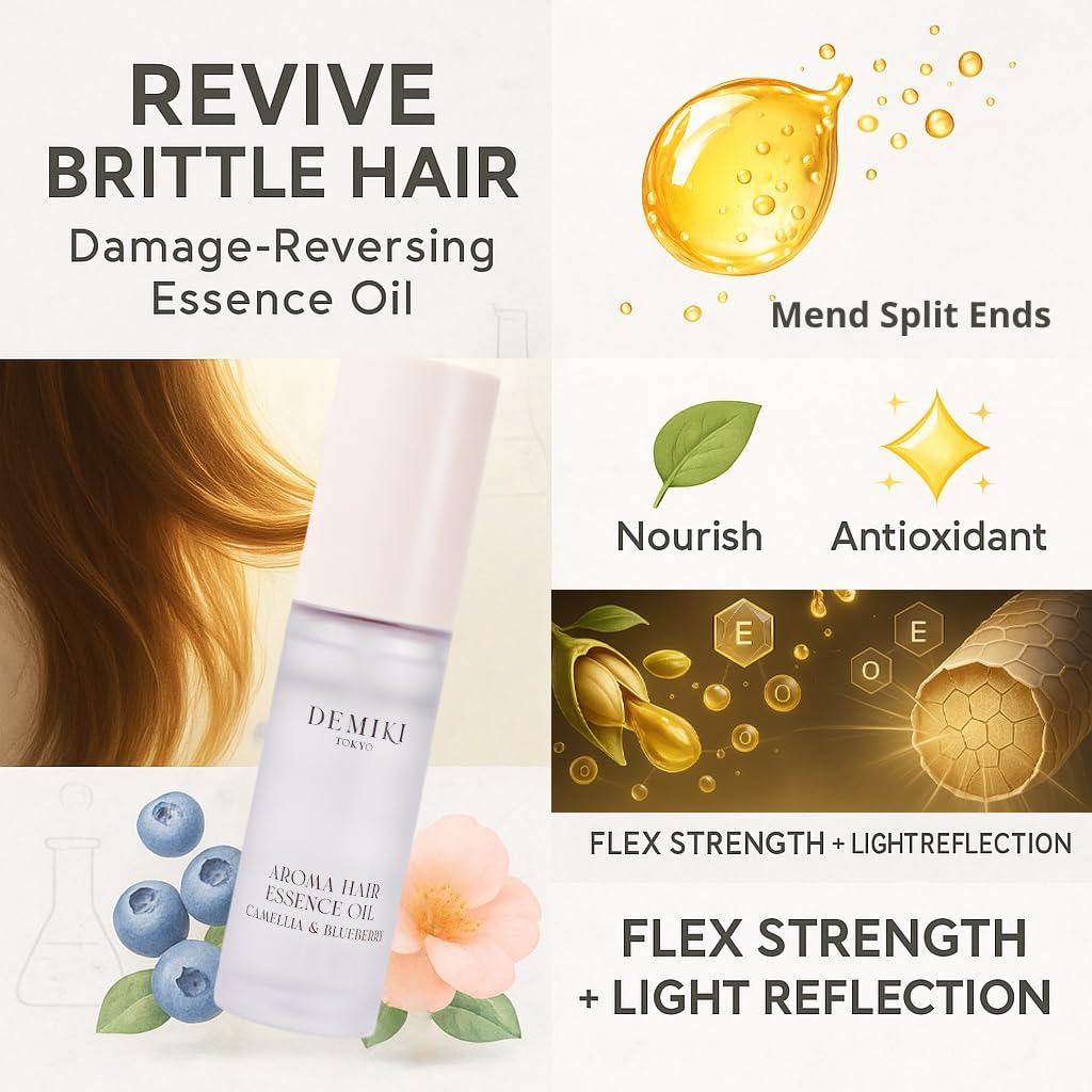 DEMIKI Hair Oil shine finishing highlights reflective gloss with subtle fragrance
