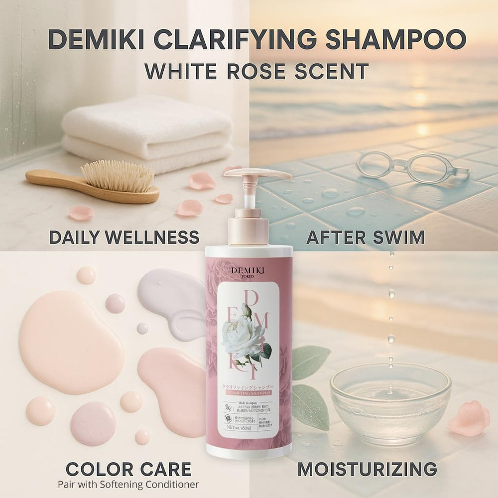 DEMIKI sulfate-free clarifying shampoo for gentle cleansing.
