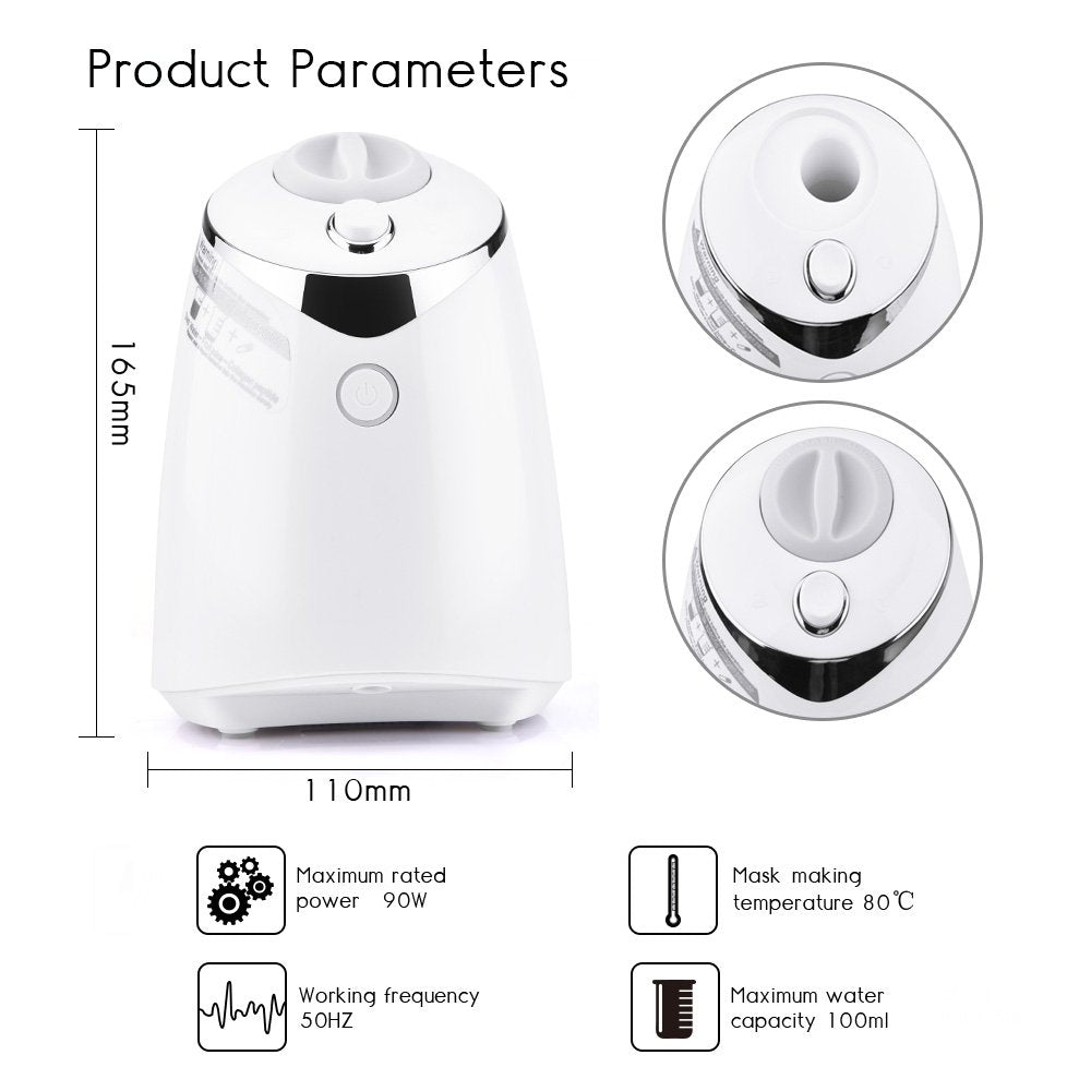 Demorce Face Mask Maker ingredients setup shows fruit and essence compatibility.