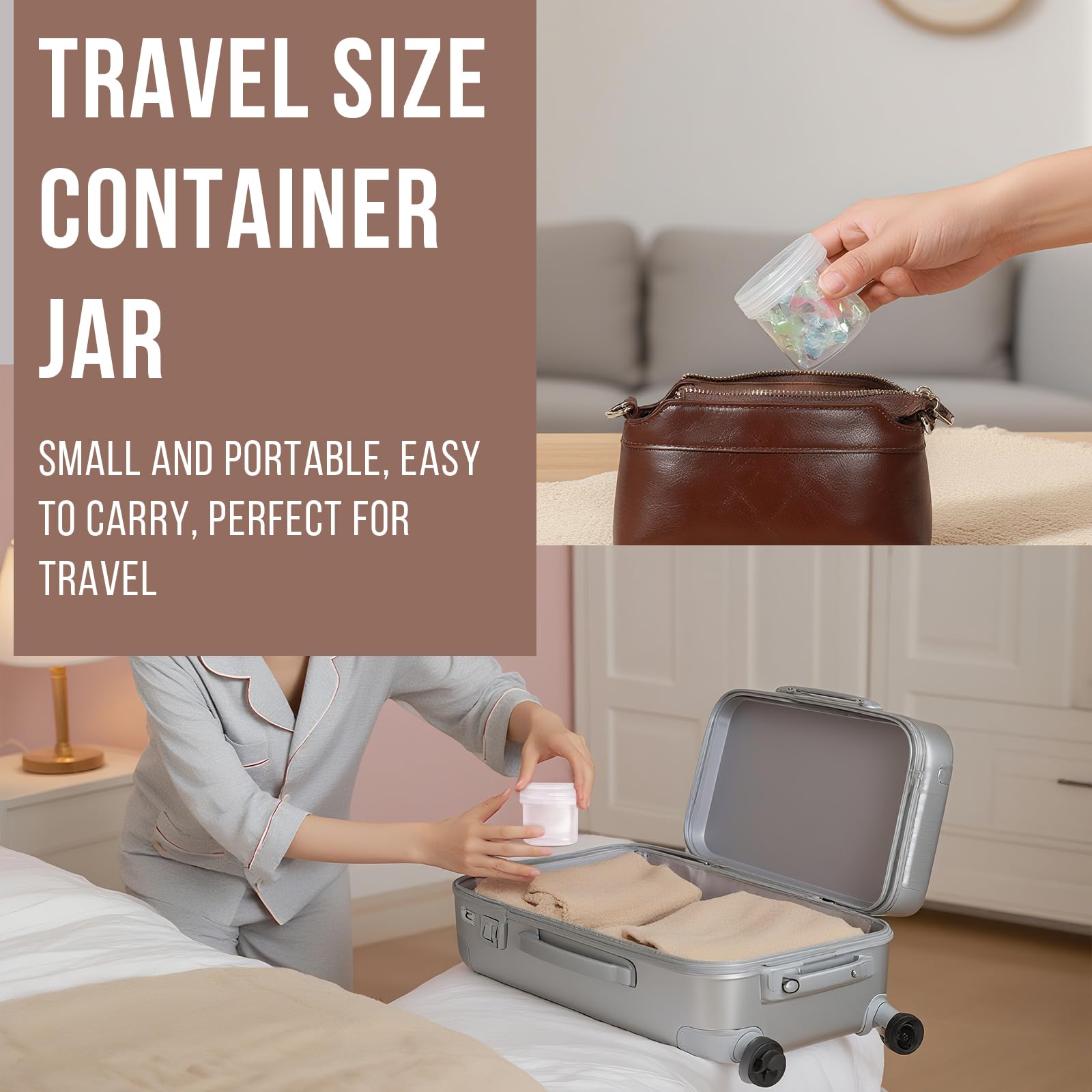Demora leak-proof travel containers ideal for cosmetics, toiletries, and craft supplies.
