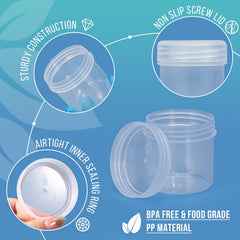 Demora 1.7oz clear jar BPA-free sturdy for creams and lotions.