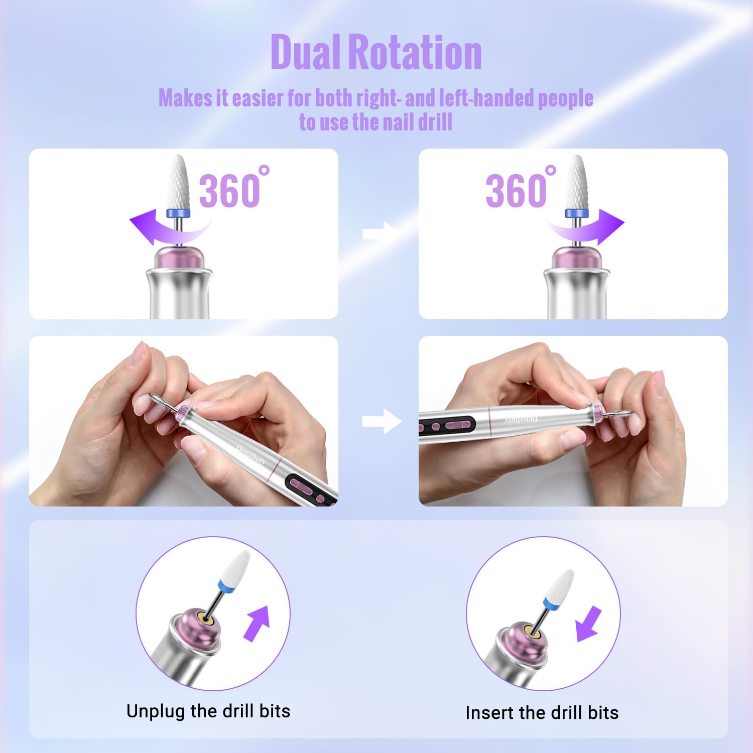 Denabuty nail drill for cuticle and dead skin care at home.