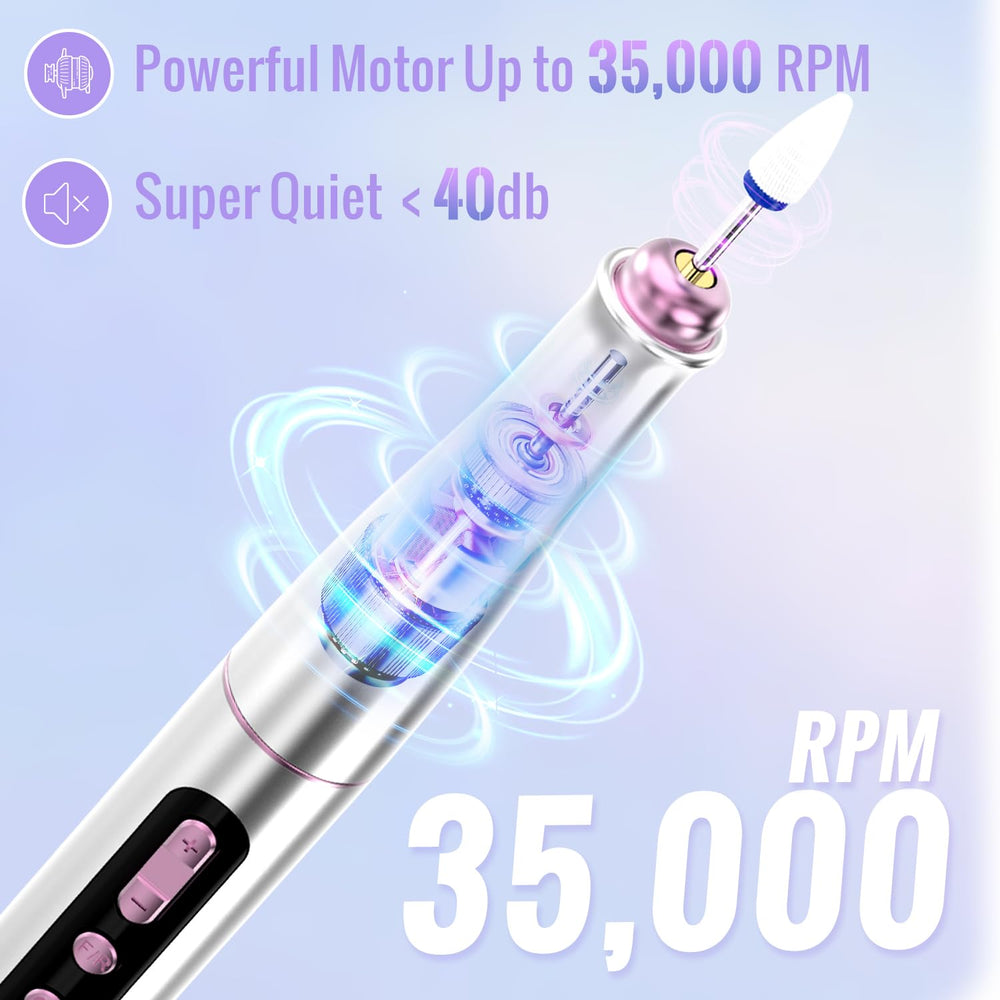 Denabuty nail drill LED digital display showing speed and power for easy control.