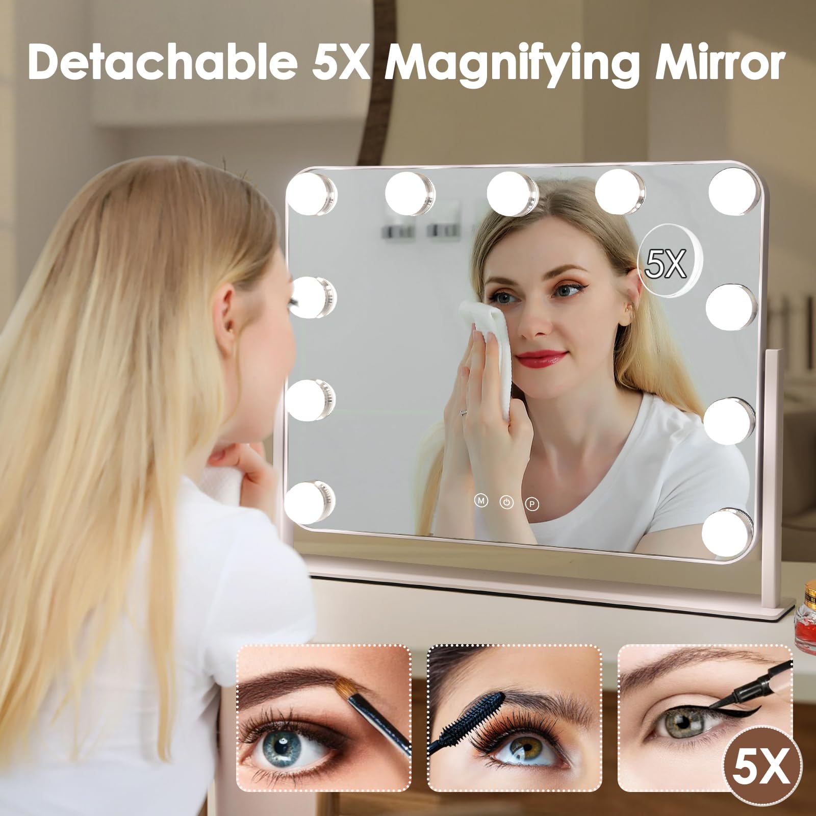 DenCert 16x13-inch tabletop mirror overview for full-face view