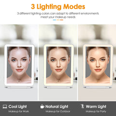 DenCert mirror with three lighting modes for day-to-night makeup.