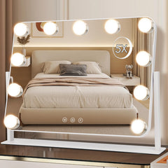 DenCert 360-degree vanity mirror rotation for precise makeup viewing