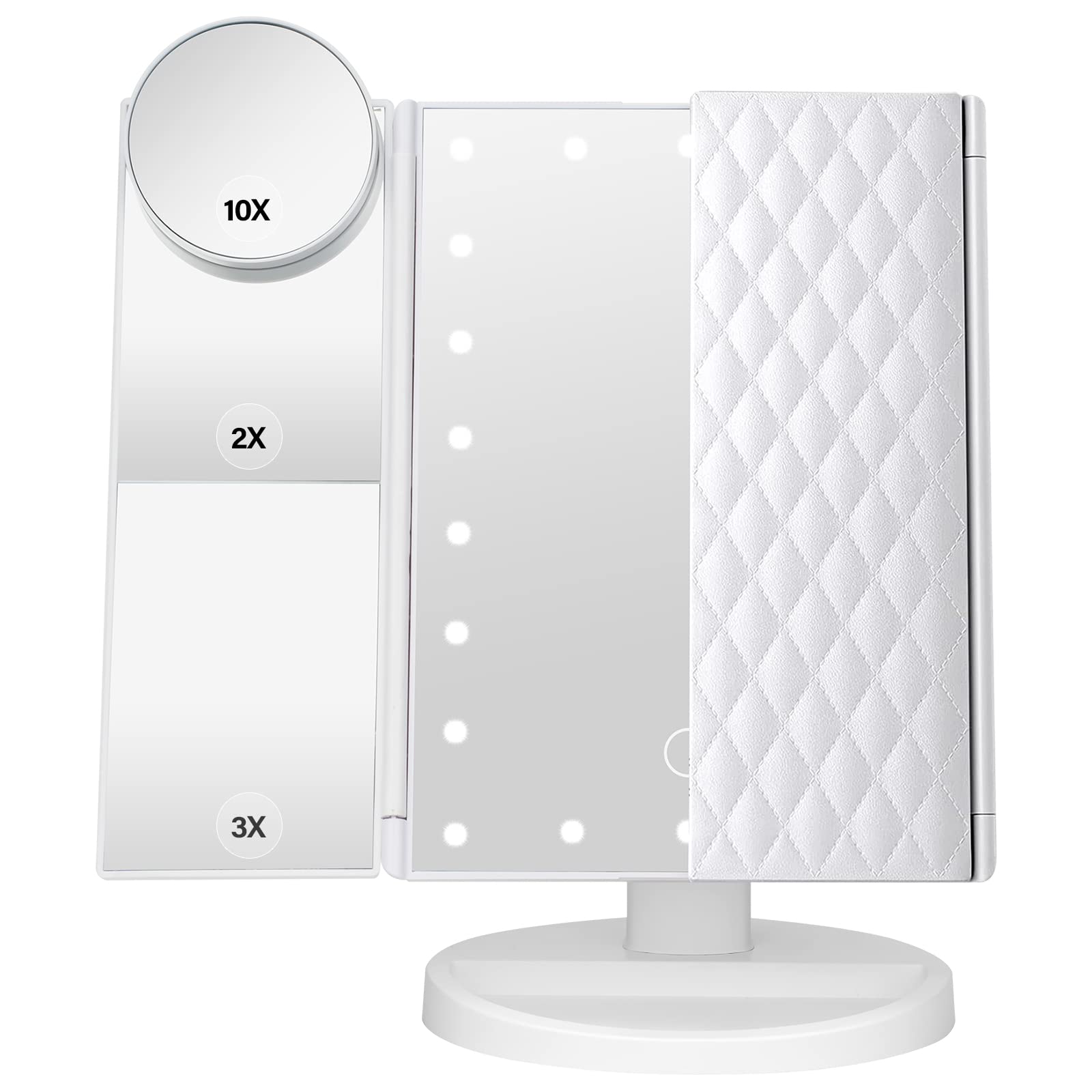 DenCert makeup mirror LED closeup for precise makeup under natural lighting