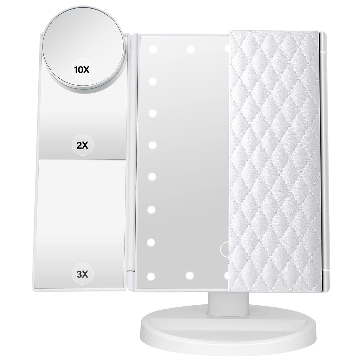 DenCert makeup mirror LED closeup for precise makeup under natural lighting