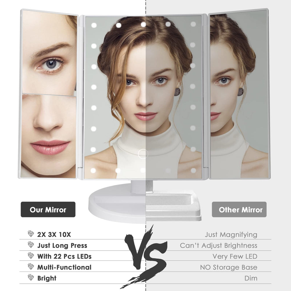 DenCert lighted vanity mirror rotates 180 degrees for versatile viewing