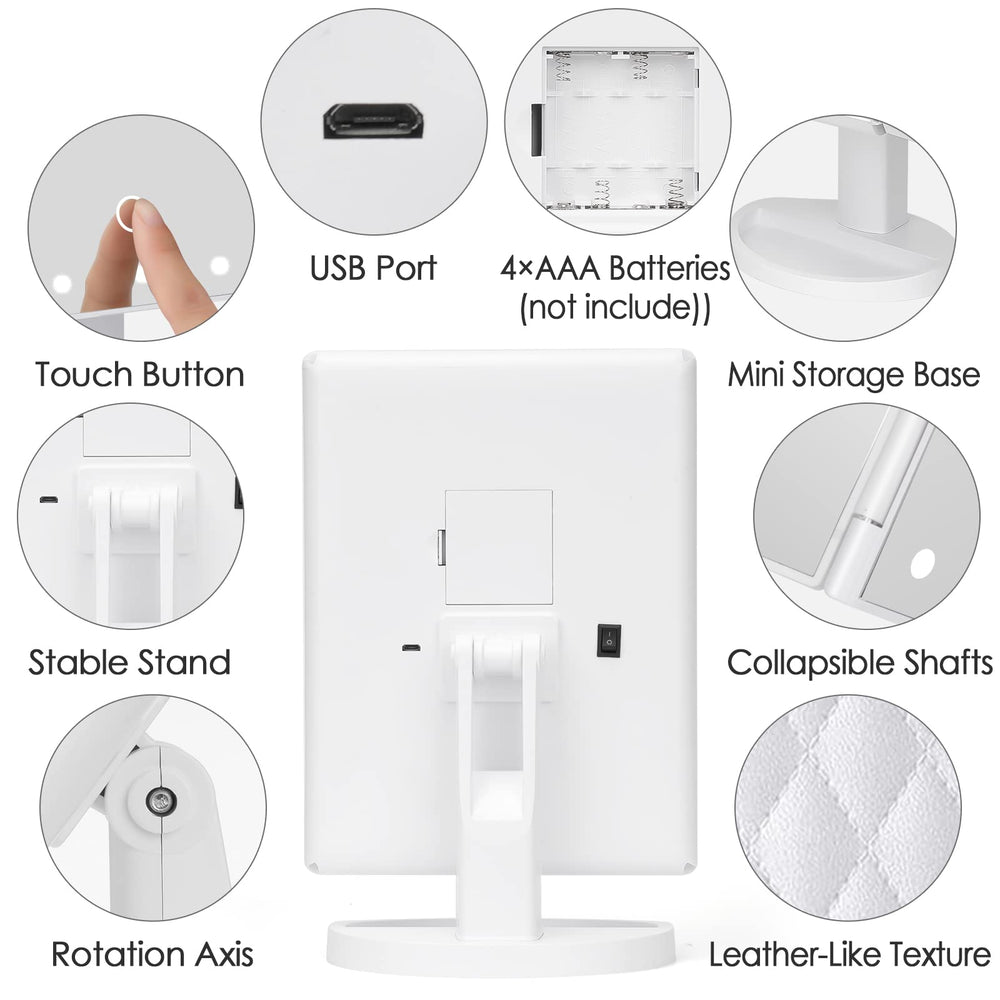 DenCert makeup mirror touch controls adjust brightness for different looks