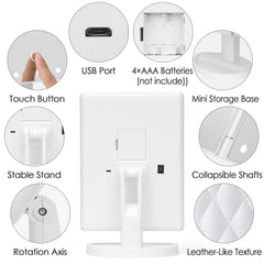DenCert makeup mirror touch controls adjust brightness for different looks