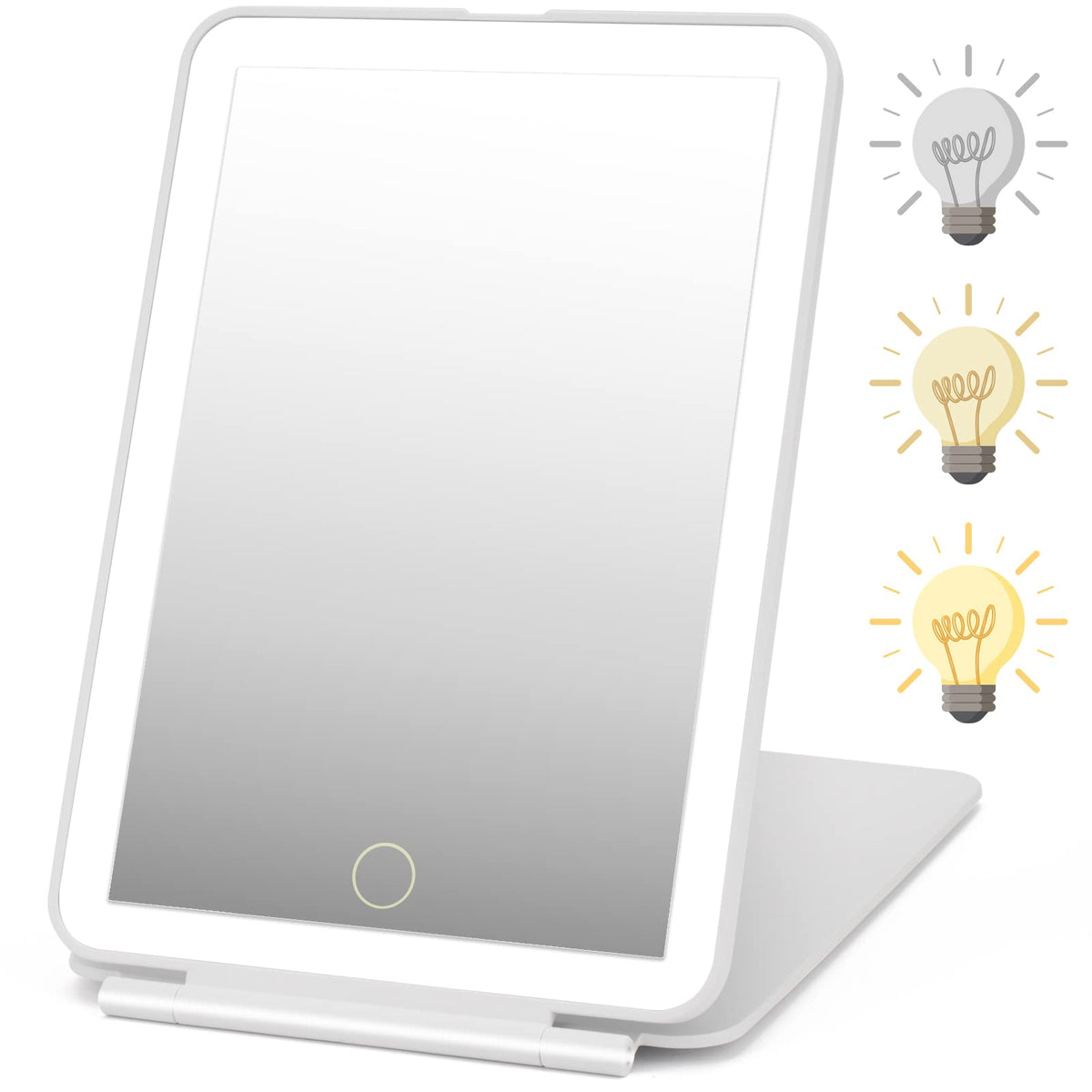 DenCert travel makeup mirror with 72 LEDs for on-the-go lighting.