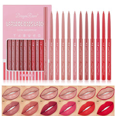 DENESTUP 12 colors lip liner set closeup showcases vibrant shades for versatile day-to-night looks.
