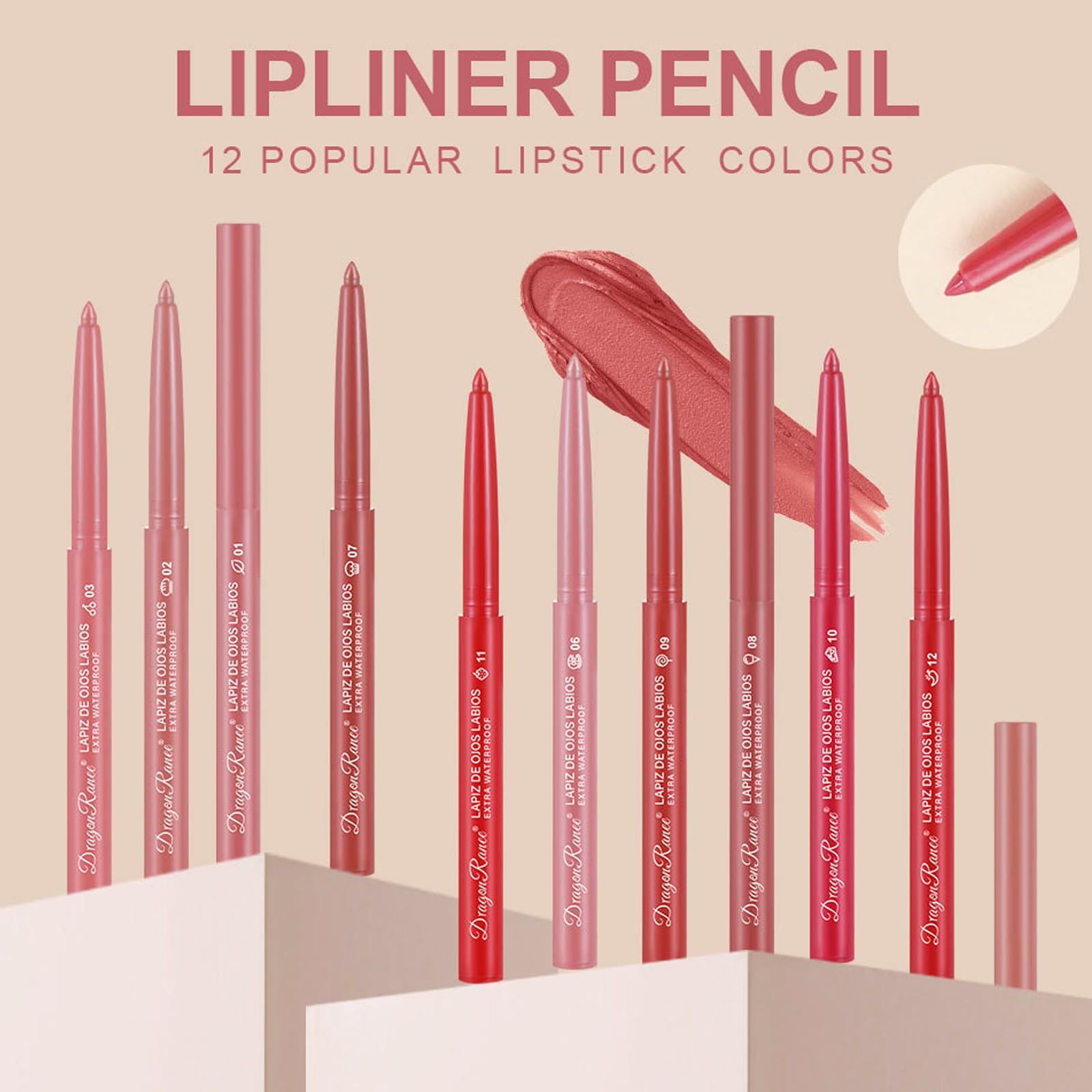 DENESTUP high pigment lip liner swatch reveals rich color payoff.