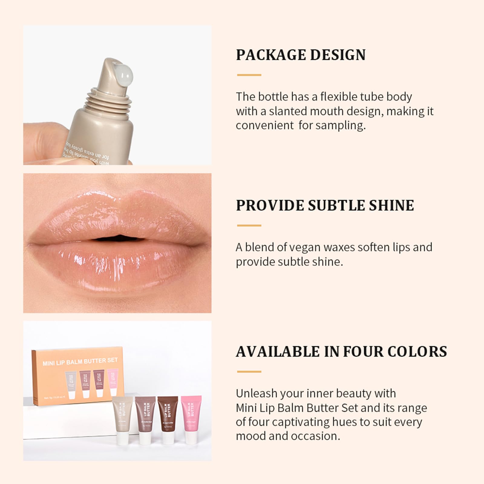 DENESTUP pink sugar gloss swatch emphasizes luminous shine and soft lips