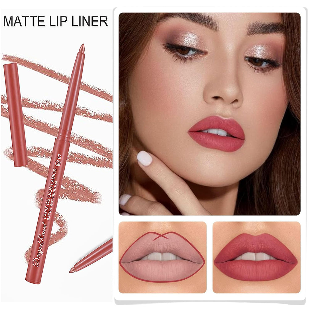 DENESTUP lip liner application angle highlights precise lip shaping for a defined pout.