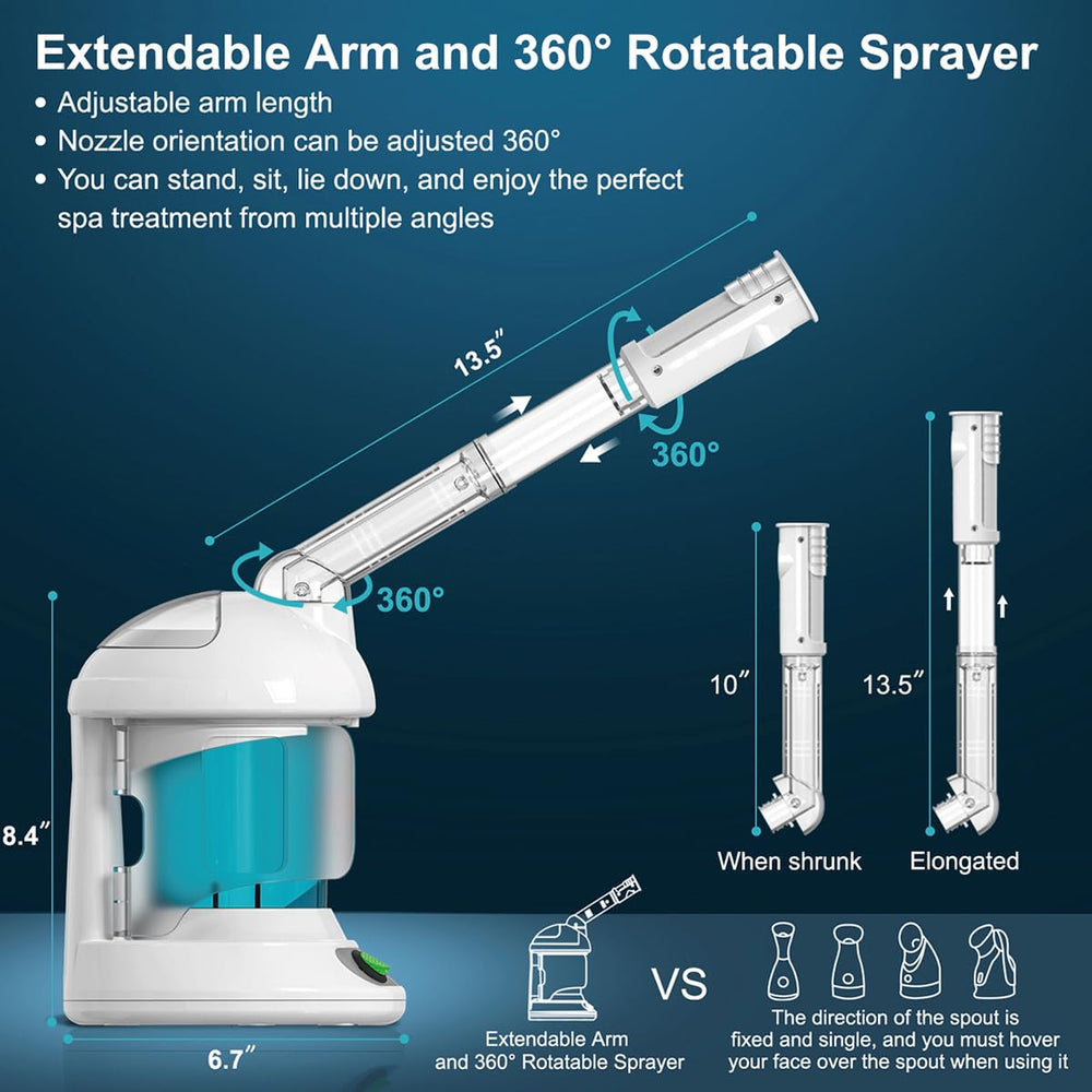 Denfany facial steamer with 360-degree rotating sprayer