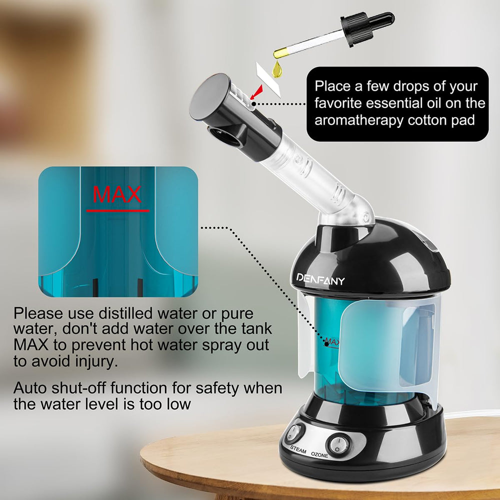 DENFANY facial steamer pore-cleanse focus highlighting deep cleansing