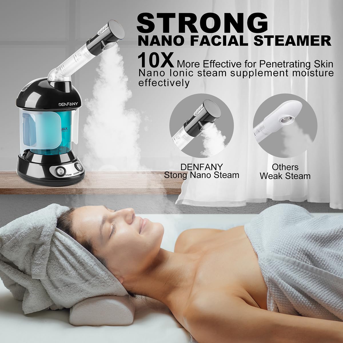 DENFANY nano ionic steam delivers finer moisture delivery for skin feel