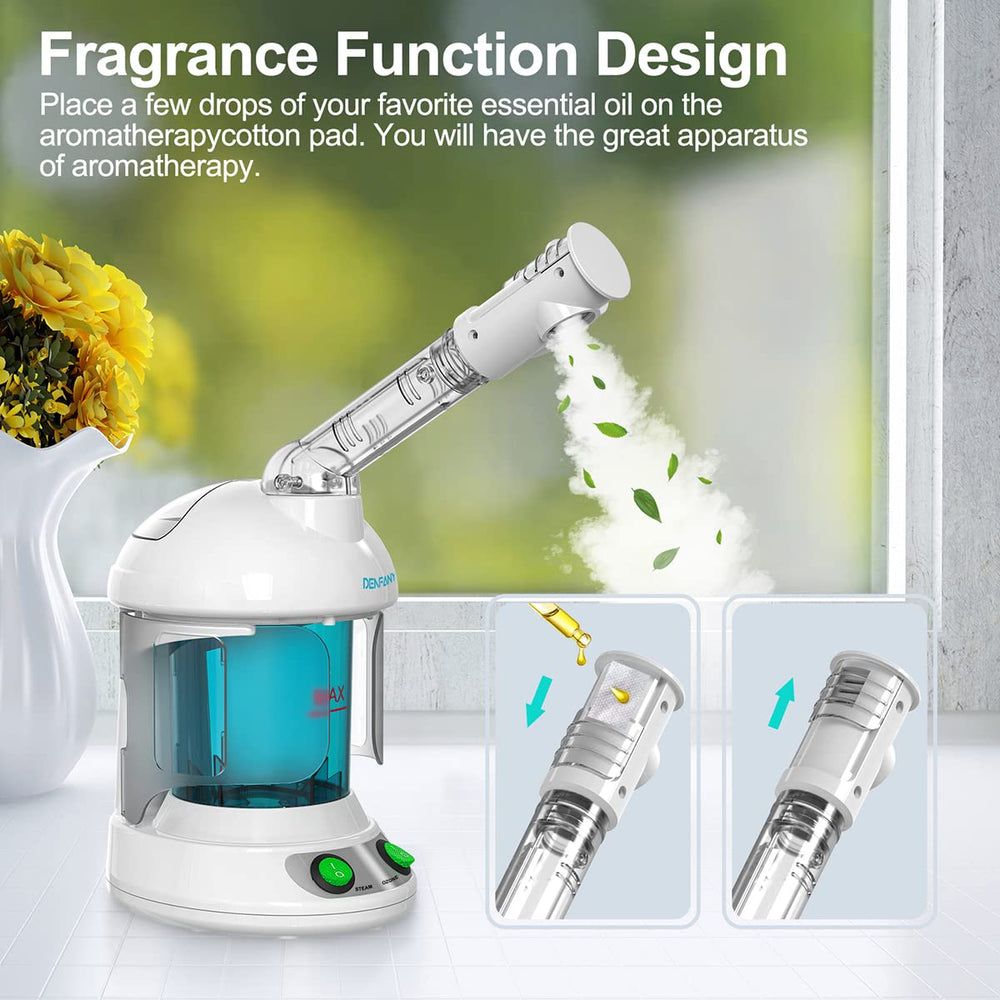 Denfany nano ionic steamer with extendable arm in action
