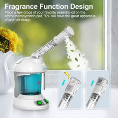 Denfany nano ionic steamer with extendable arm in action