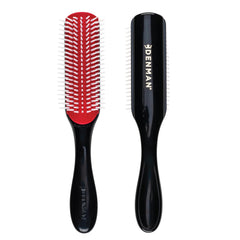 Denman Curly Hair Brush D3 in black and red with ergonomic handle for precise curl styling.
