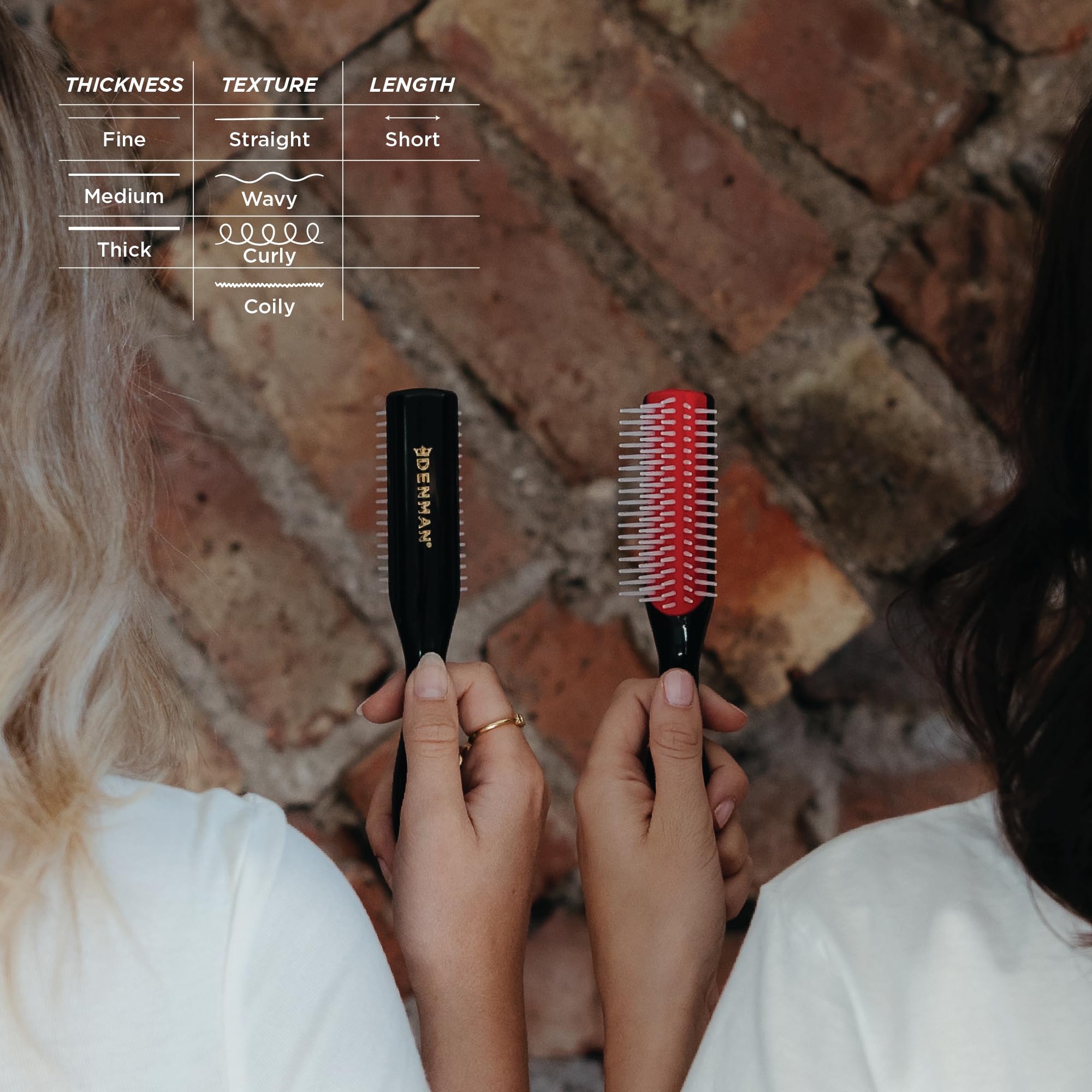 Denman D14 black packaging featuring 5-row styling brush for detangling