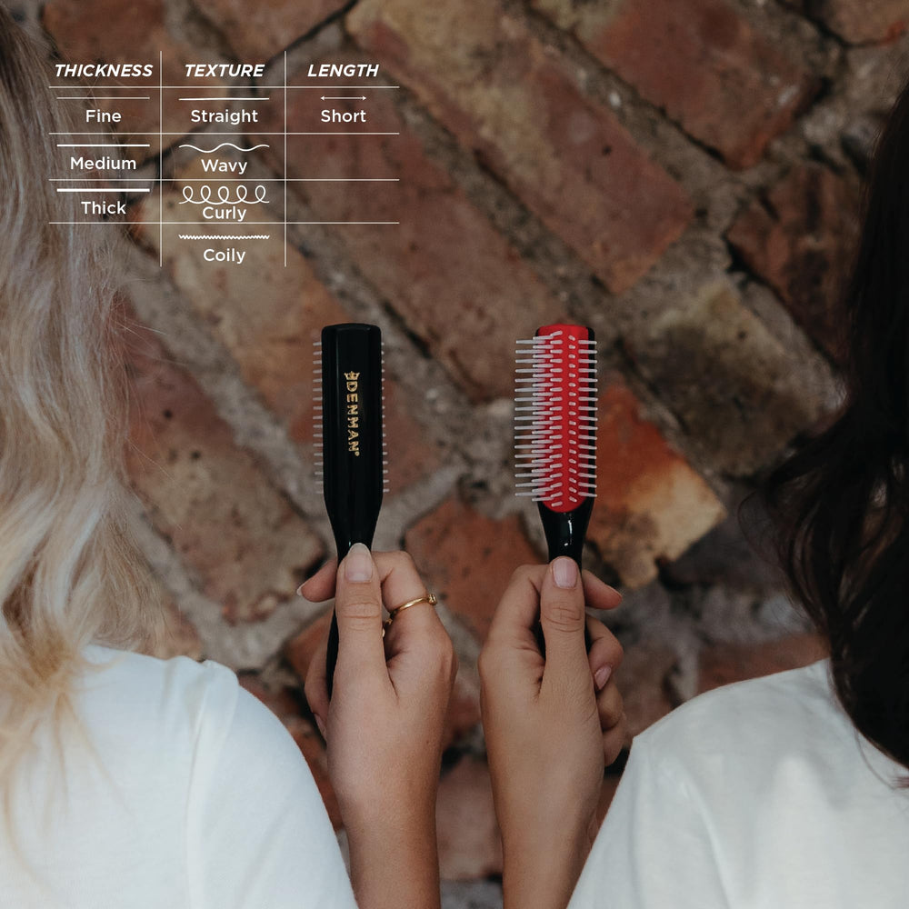 Denman D14 black packaging featuring 5-row styling brush for detangling