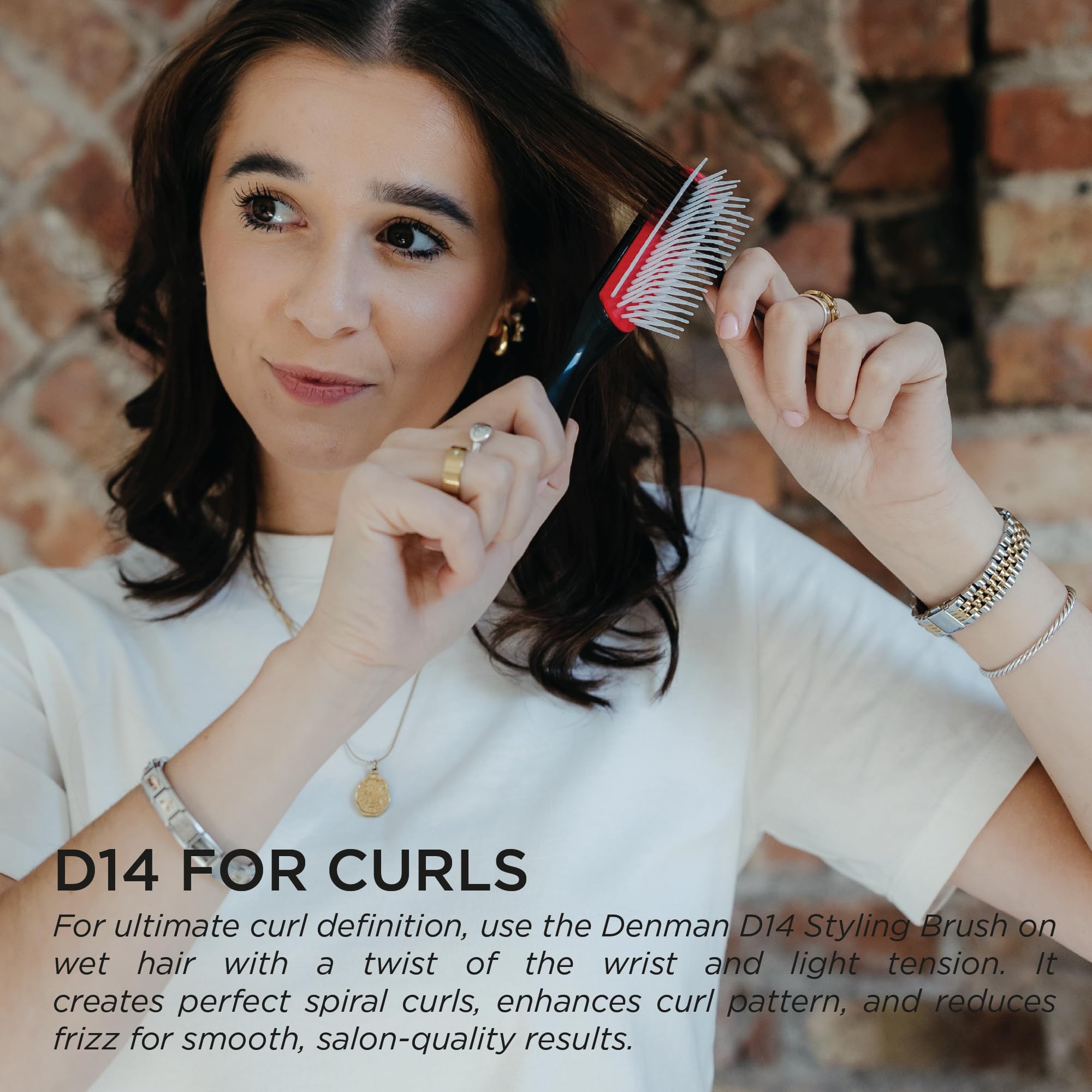 Denman D14 on damp hair defining curls with smooth glide
