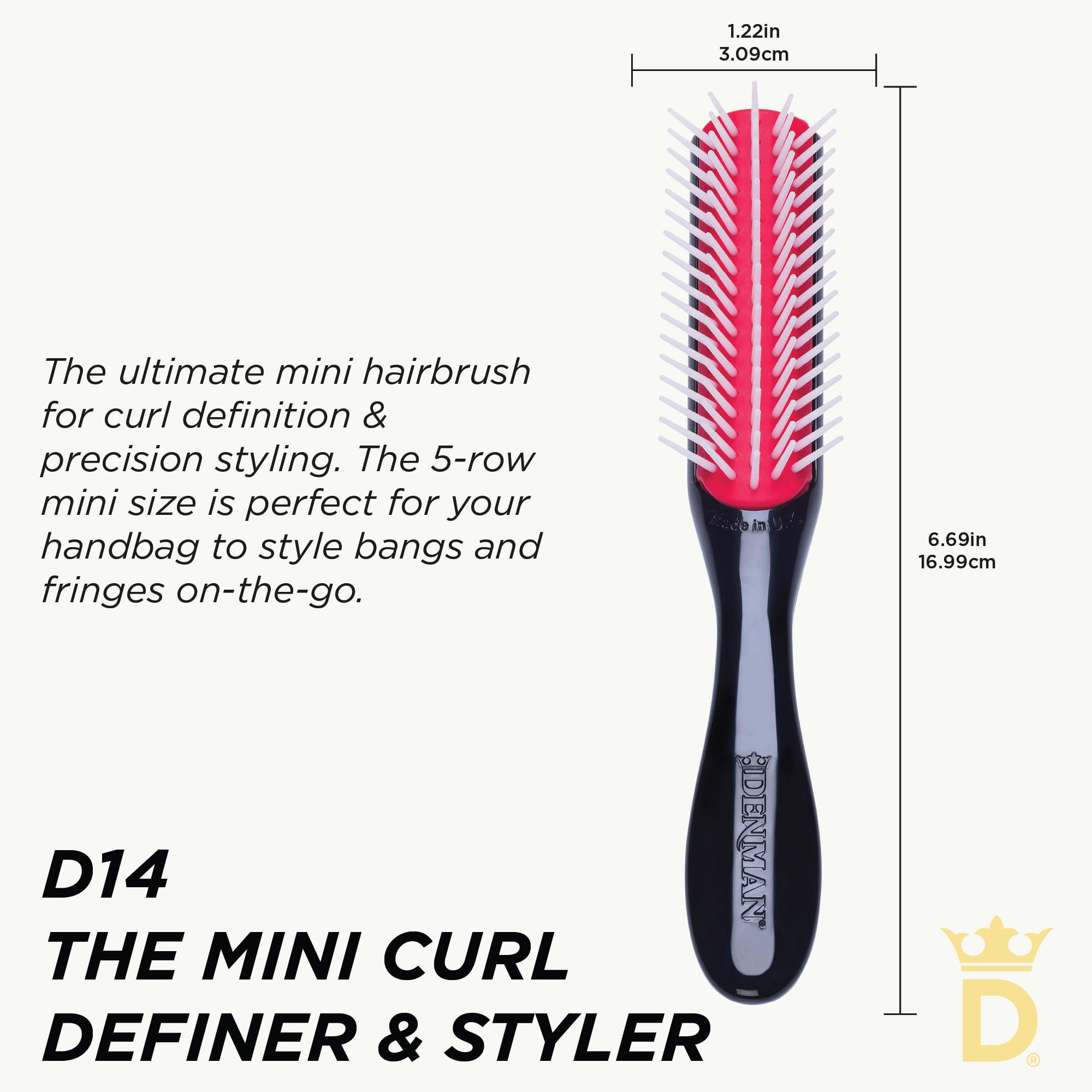 Denman D14 ergonomic tear-drop handle for comfortable styling sessions