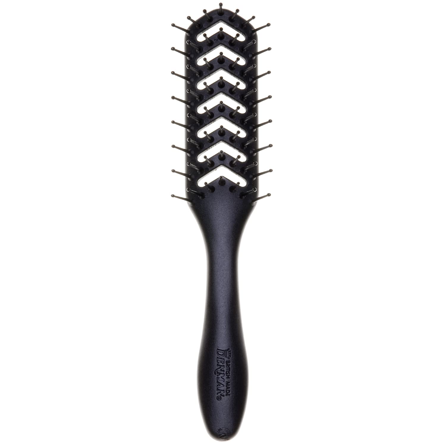 Denman D200 flexible vent brush in use for smooth detangling during styling.