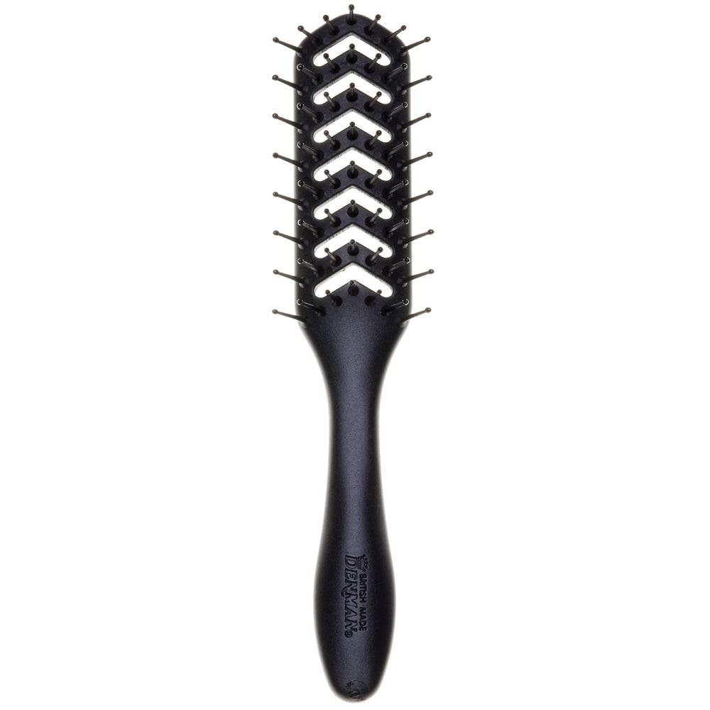 Denman D200 flexible vent brush in use for smooth detangling during styling.