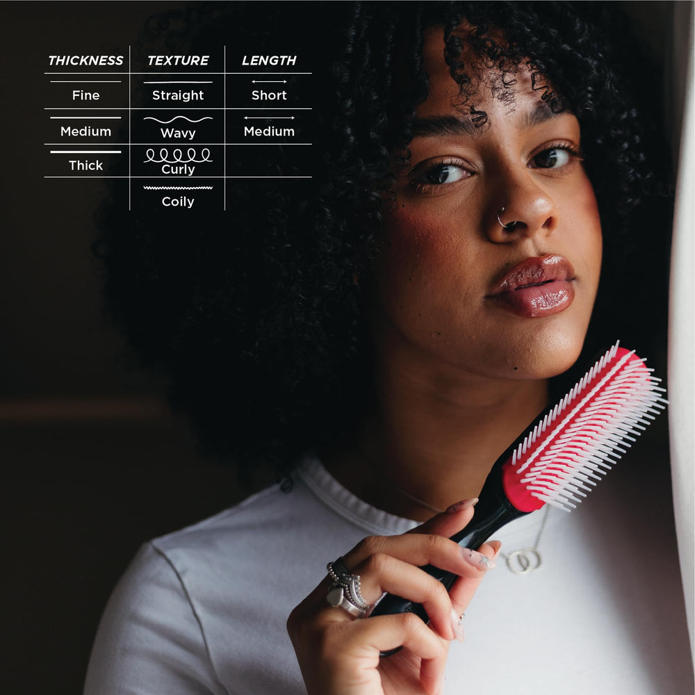 Denman Curly Hair Brush D3 suitable for 2C-4C curls for defined ribbons.