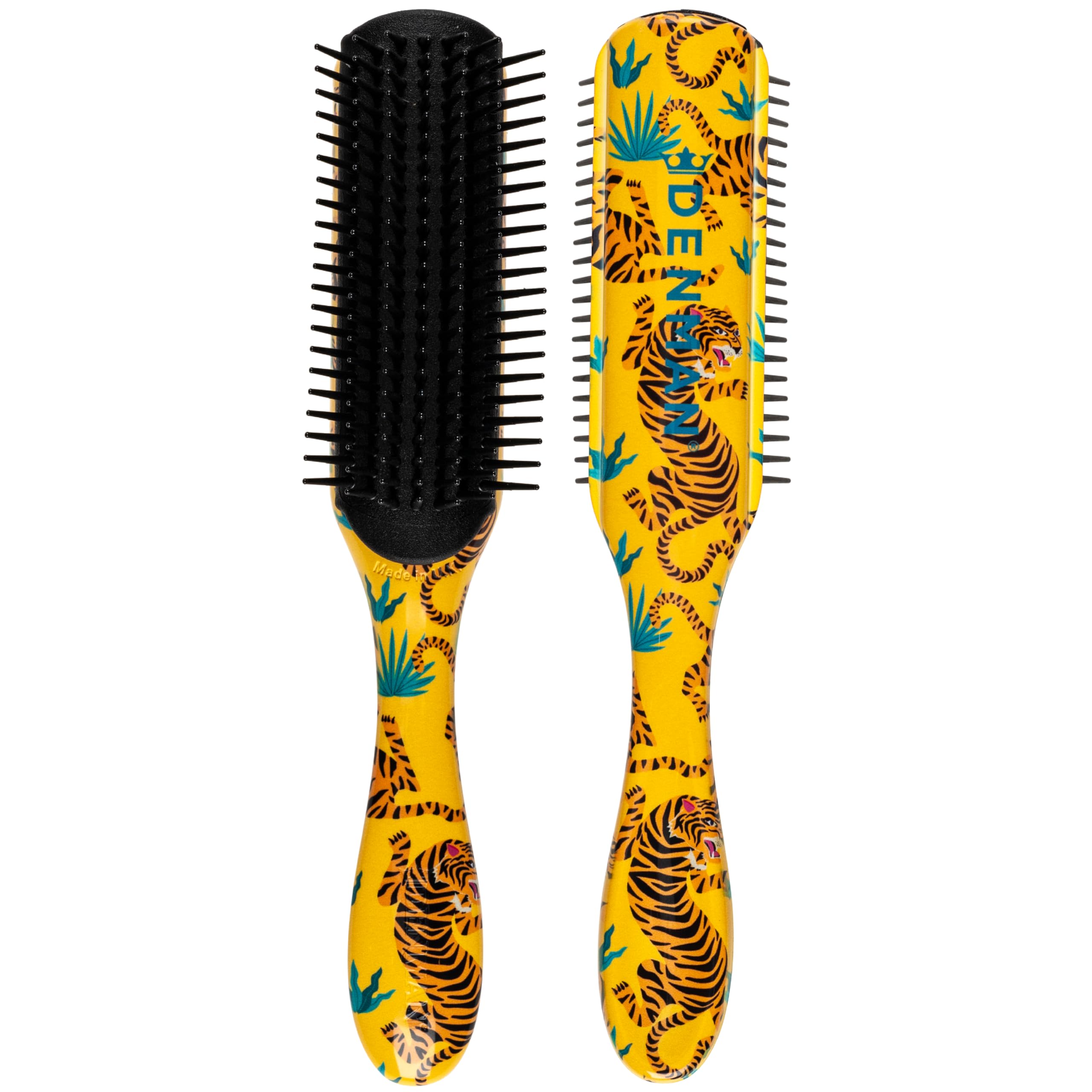Denman D3 seven-row brush viewed head-on for defined curls and smooth detangling.