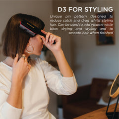 Denman Curly Hair Brush D3 used during blow-drying for sleek results.