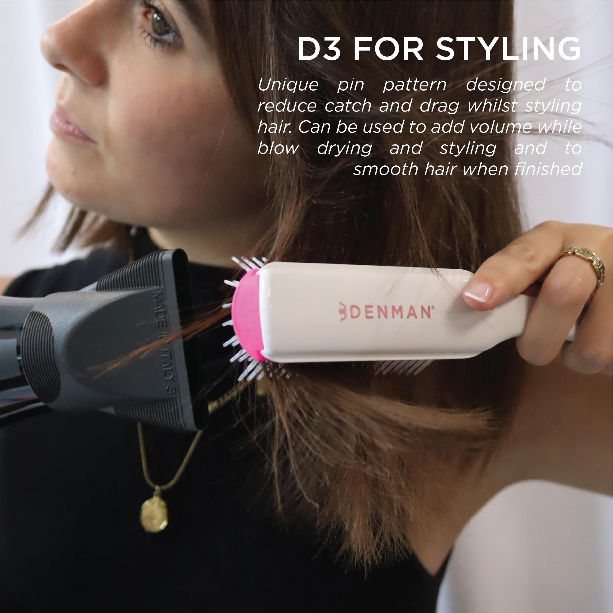 Denman D3 Cherry Blossom anti-static pad detail reduces static during smoothing