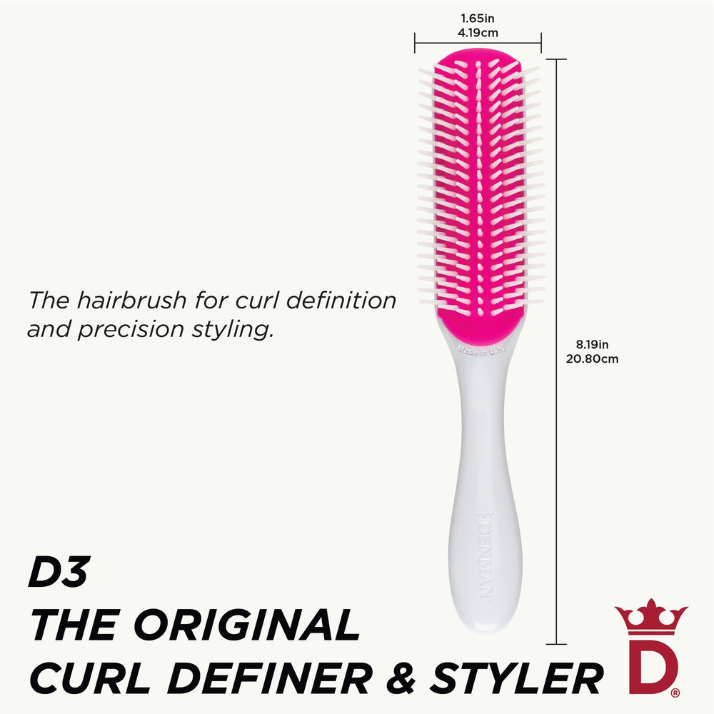 Denman D3 Cherry Blossom bristles pattern demonstrates staggered pins for controlled curl shaping