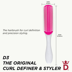 Denman D3 Cherry Blossom bristles pattern demonstrates staggered pins for controlled curl shaping