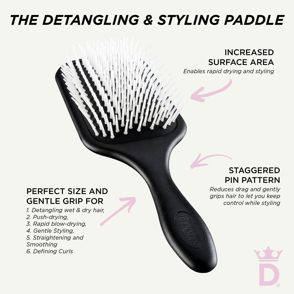 Denman D38 curly-definition close-up showing defined curls and frizz control.