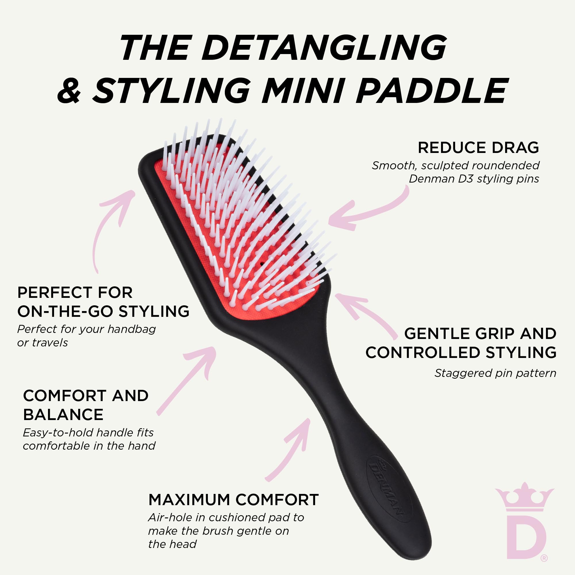 Denman D38 fast-drying design helps shorten blow-dry time.