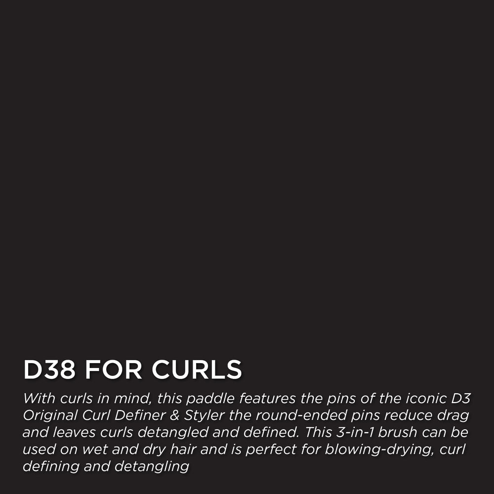 Denman D38 nylon pins close-up delivering smooth glide on wet or dry hair.