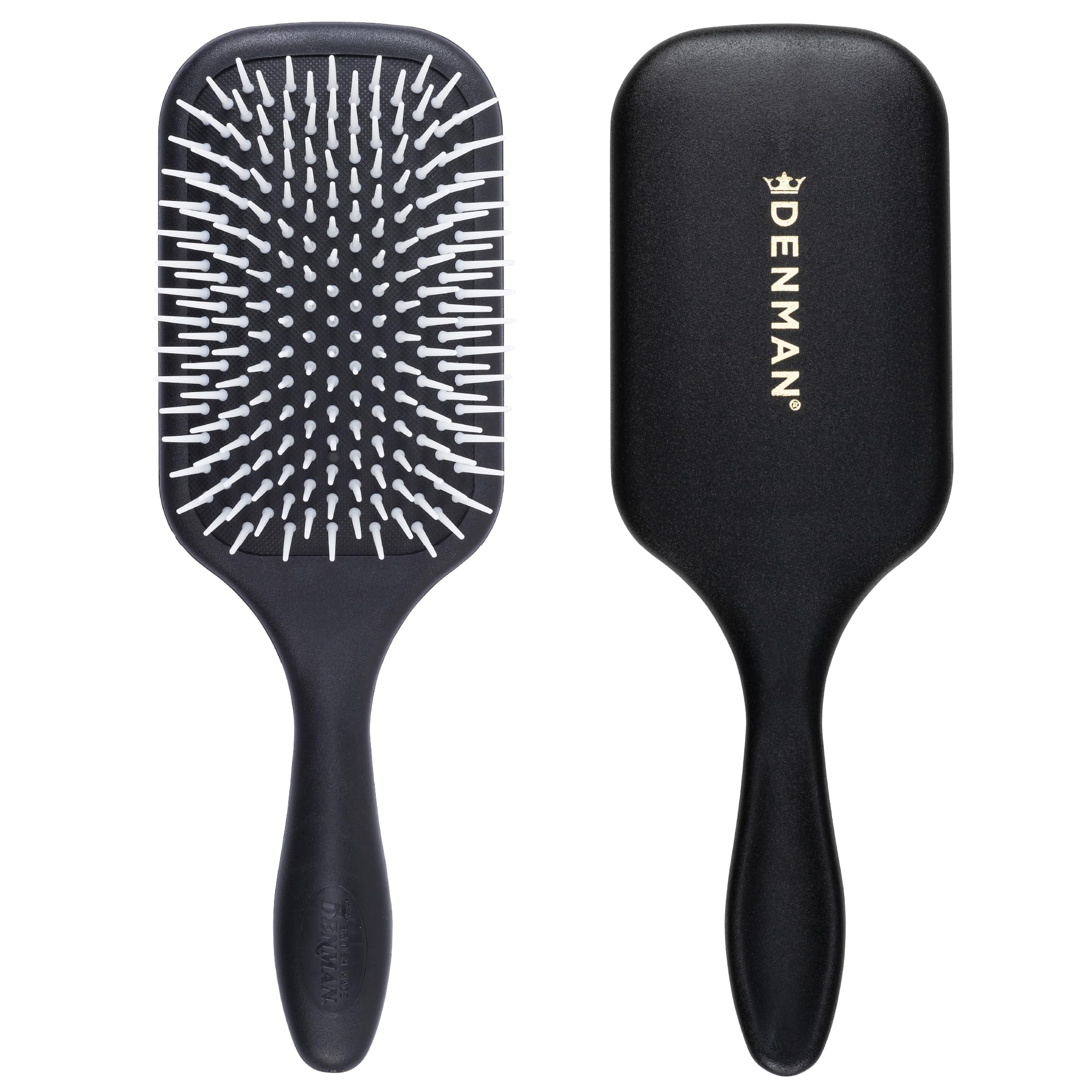 Denman D38 paddle brush front view for easy detangling with reduced breakage.