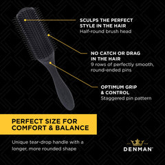Denman D4 tear-drop handle provides comfortable grip during use