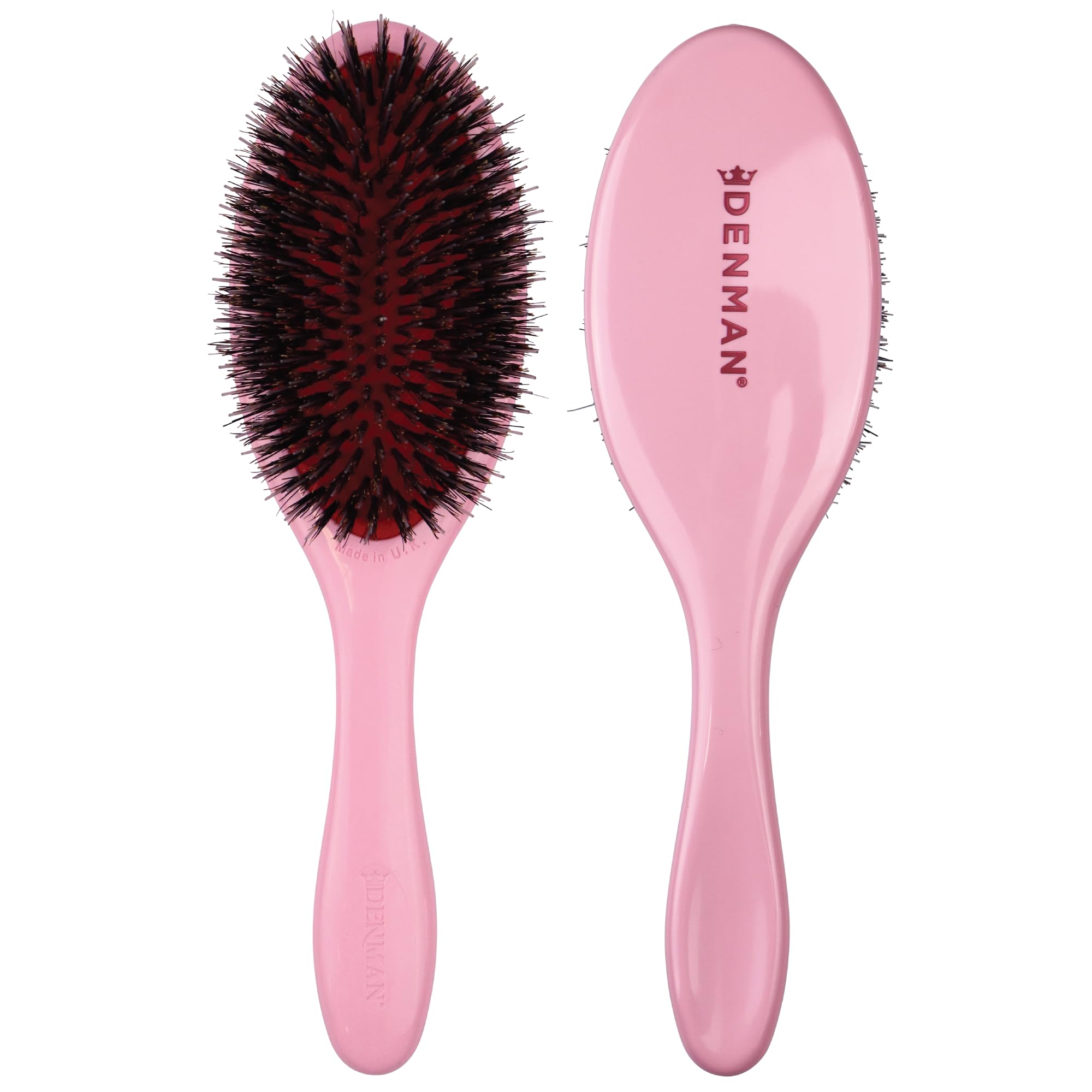 Denman D81M pink crush front view shows smoothing and shine for all hair types.