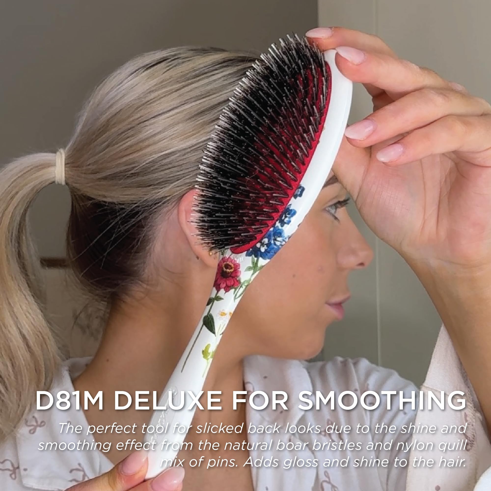 Denman D81M cushioned base ensures smooth brushing and less breakage.